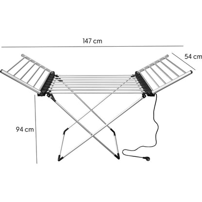 Eleganca Elektrisch droogrek - verwarmd - timer- 220V Zwart/Zilver