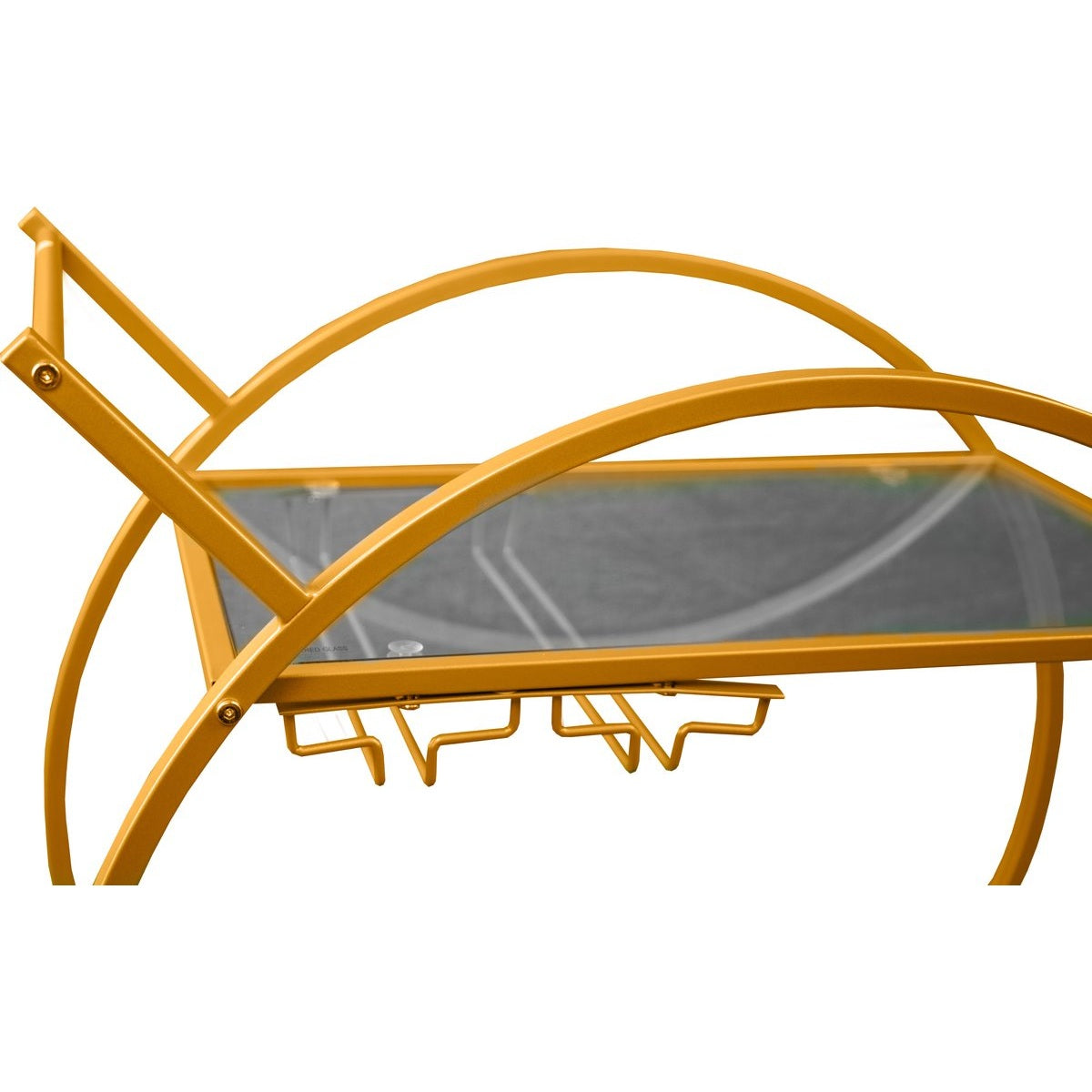 Eleganca Bar trolley met transparante glazen bladen 2-laags serveerwagen Goud