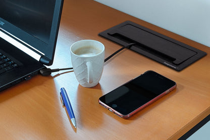 Xergonomic Desk socket with 3 sockets and 2 USB ports Black