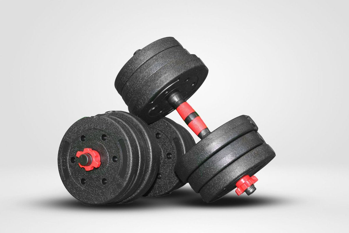 SOUTHWALL Verstelbare Dumbbell Set tot 40kg – Halterset – 2-in-1 Gewichten – Home Gym - Krachttraining – Rood
