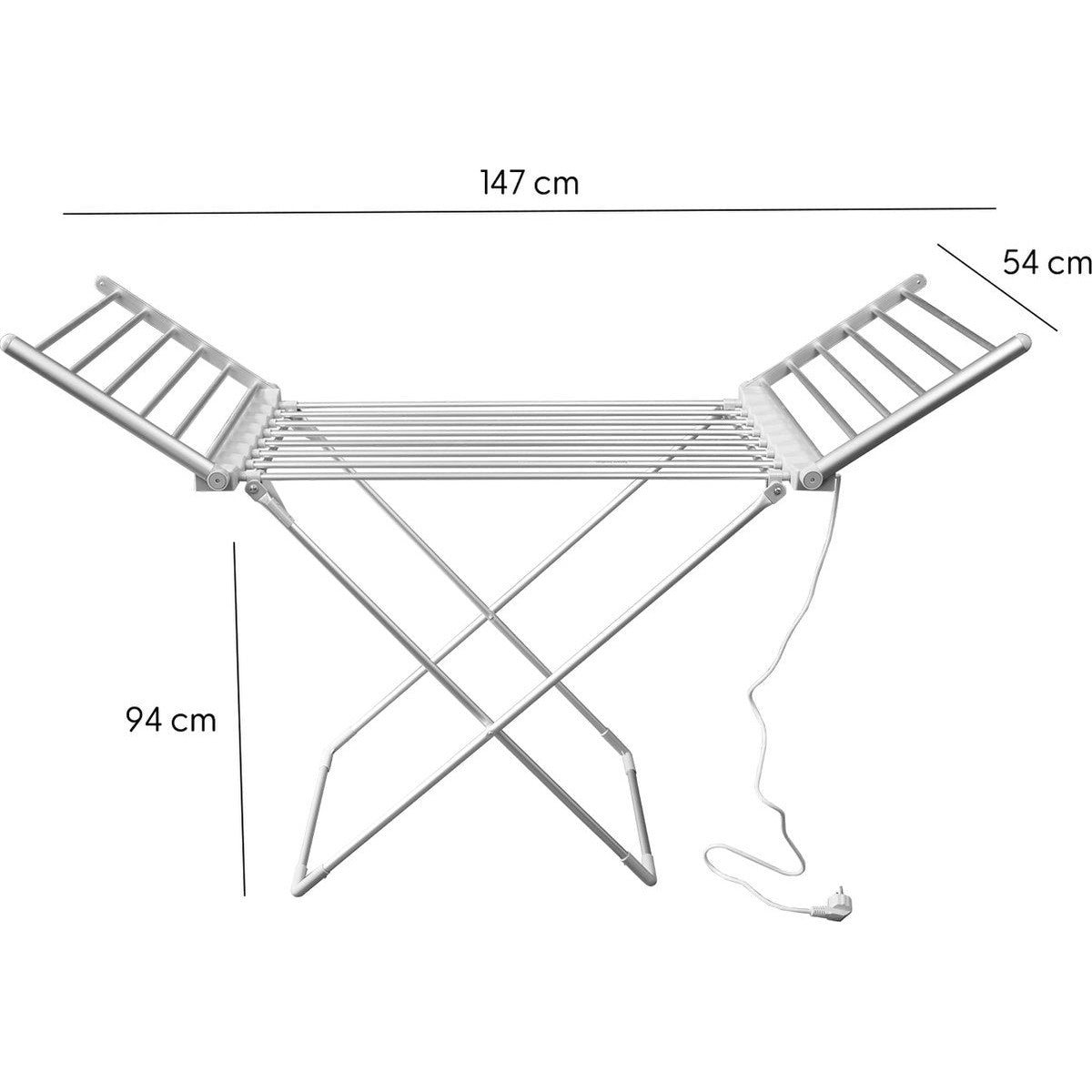 Eleganca Elektrisch droogrek - verwarmd - timer - 220V Wit/Zilver
