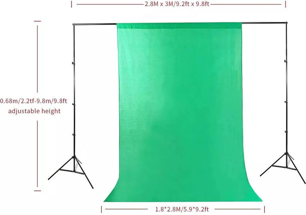 Travor Greenscreen fotostudio lampenset inclusief softbox en paraplu