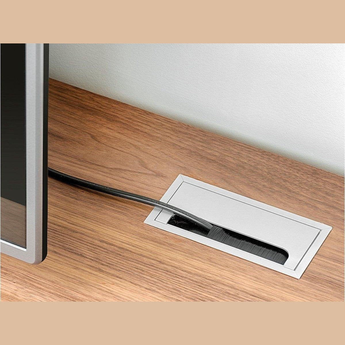 Eleganca Aluminium kabeldoorvoer voor bureau 27x8 cm Mat Zilver