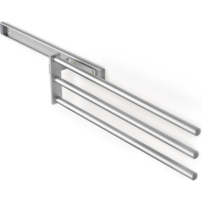 Eleganca Uittrekbaar aluminium handdoekrek 3 armen 44cm Zilver
