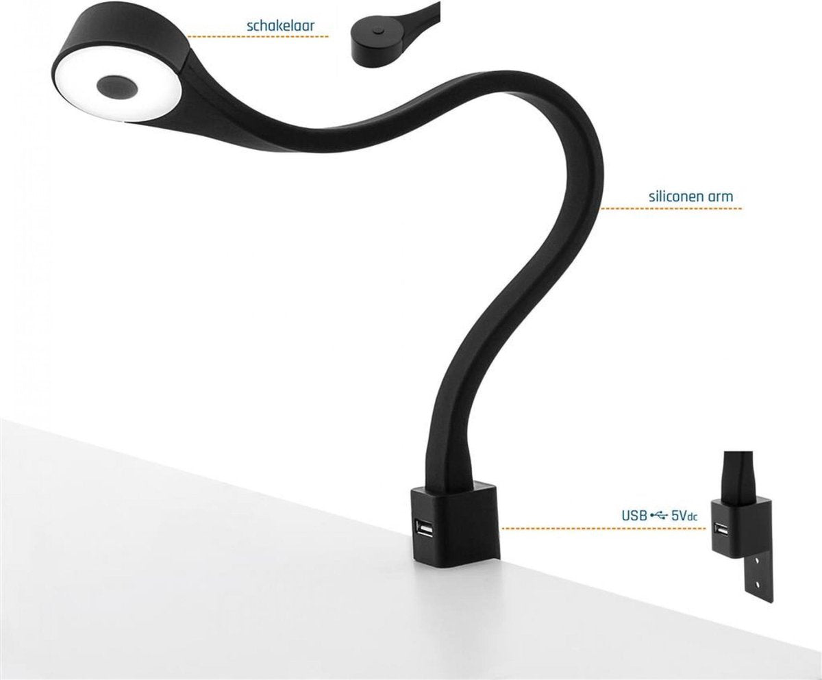 Lampe de bureau LED Eleganca avec port USB 2 pièces Noir