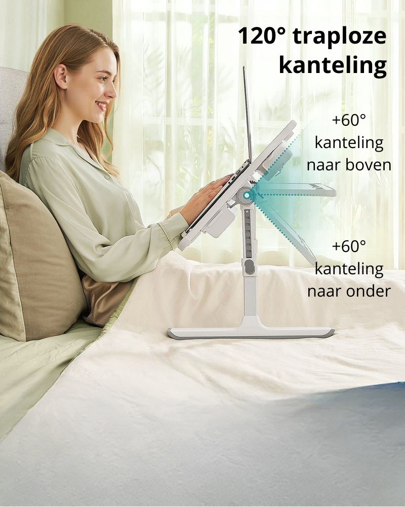 Nancy's Tiglieto Laptoptafel - Laptopstandaard - Kantelbaar Tafelblad - In Hoogte Verstelbaar - Grijs