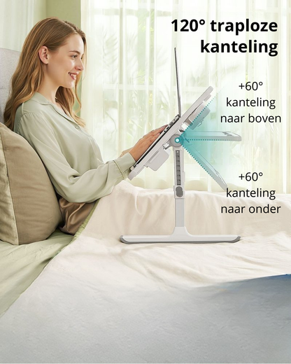 Nancy's Tiglieto Laptoptafel - Laptopstandaard - Kantelbaar Tafelblad - In Hoogte Verstelbaar - Grijs