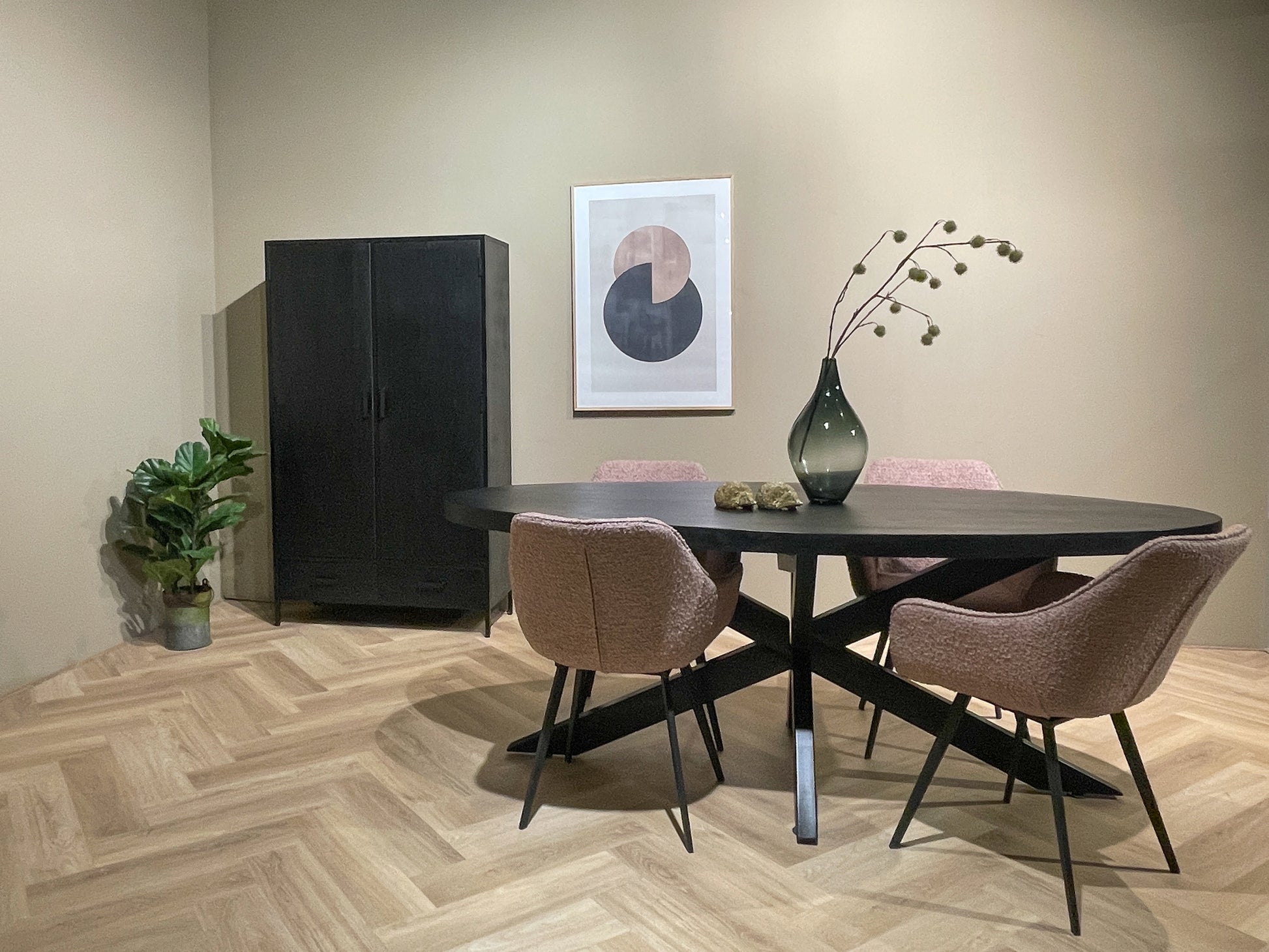 Livingfurn Kala wandkast - Mangohout - Zwart - 100x40x170cm