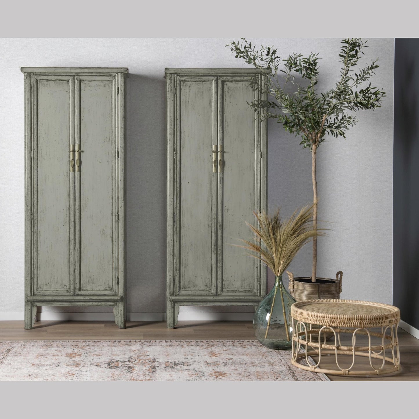 Livingfurn Wandkast Icons Marie Elise - Elmhout - Grijs