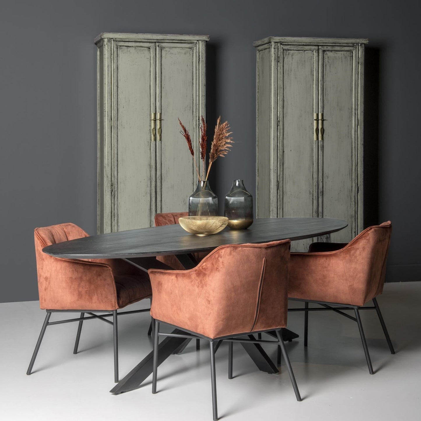 Livingfurn Wandkast Icons Marie Elise - Elmhout - Grijs