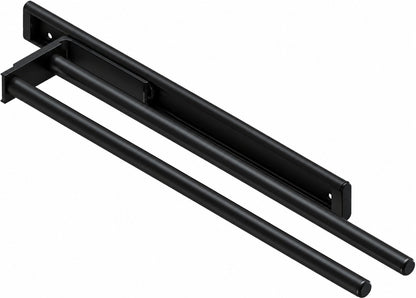 Eleganca Uittrekbaar Handdoekrek – Handdoekhouder 44,5cm - Uitschuifbaar tot 29 cm - Inbouwafmeting 9,4 x 44.5 x 3.8cm – Handdoekstang keuken of badkamer – Horizontaal en verticaal te gebruiken – 2 armen – Aluminium – Zwart