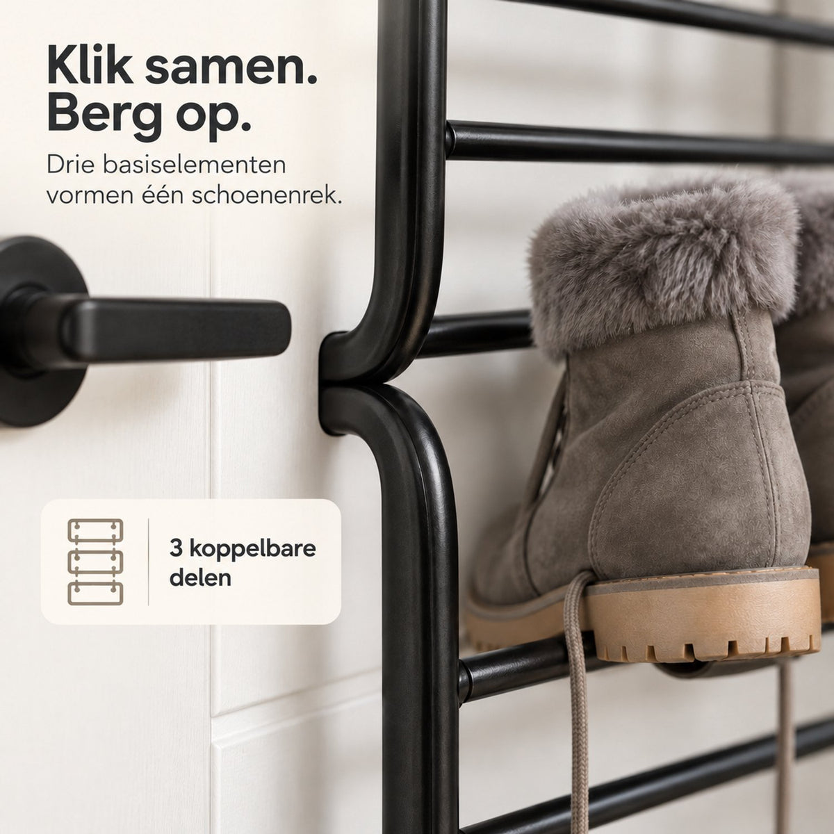 LG Life's Green Schoenenrek hangend Zwart Geschikt voor stompe en opdek deuren