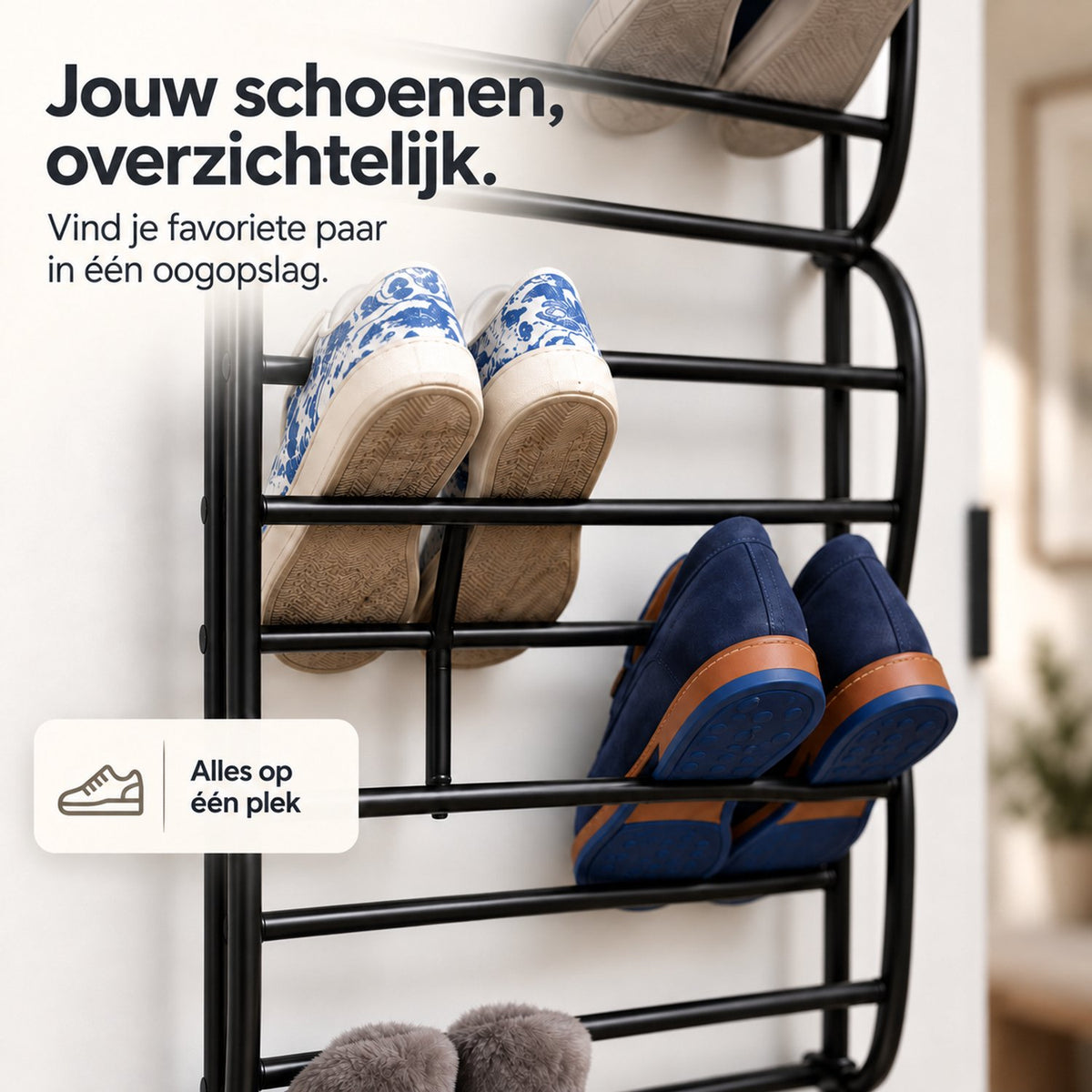 LG Life's Green Schoenenrek hangend Zwart Geschikt voor stompe en opdek deuren