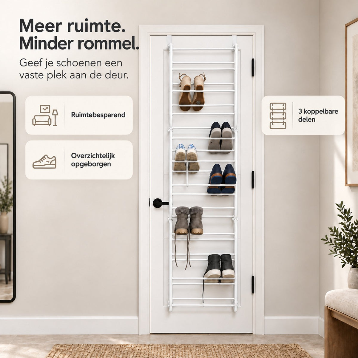 LG Life's Green Schoenenrek hangend Wit Geschikt voor stompe en opdek deuren