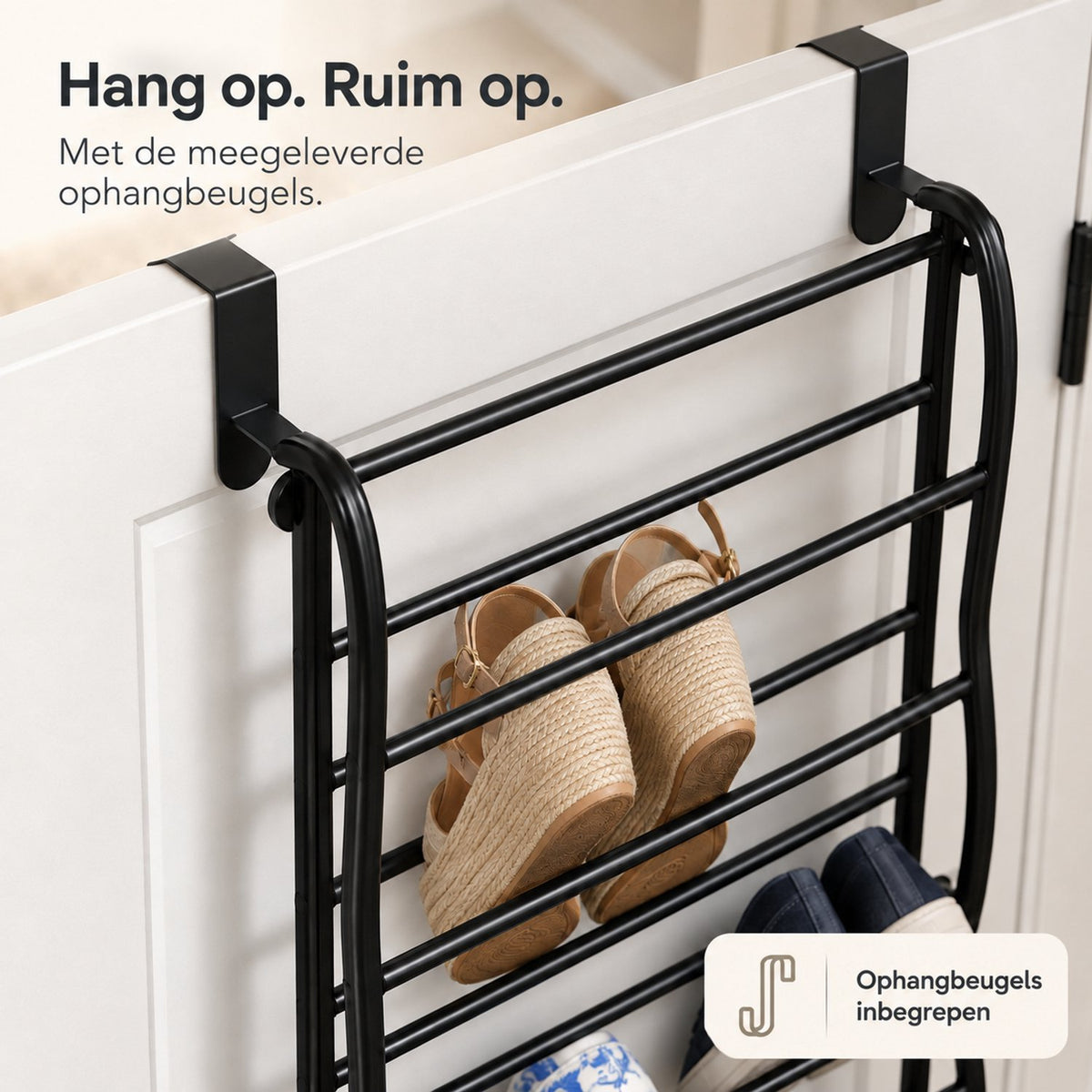 LG Life's Green Schoenenrek hangend Zwart Geschikt voor stompe en opdek deuren