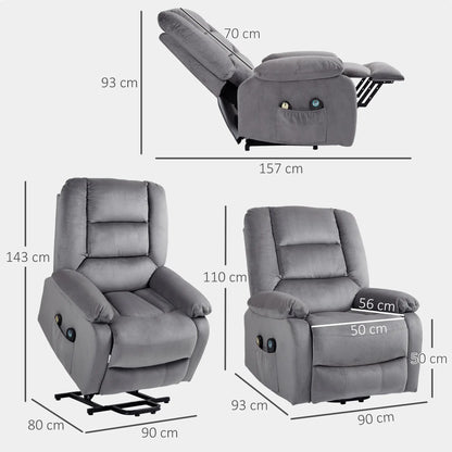 Nancy's Inveruno Sta op stoel - Relaxfauteuil - Seniorenstoel - Trillmasage en Warmte - Grijs