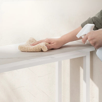 Nancy's Menaggio Sidetable - Consoletafel - Bijzettafel - Wit - Marmerlook - ± 75 x 25 x 75 cm