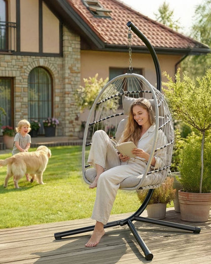 Nancy's Rovescala Loungestoel - Ei-stoel - Tuinstoel - Ergonomisch - Wit