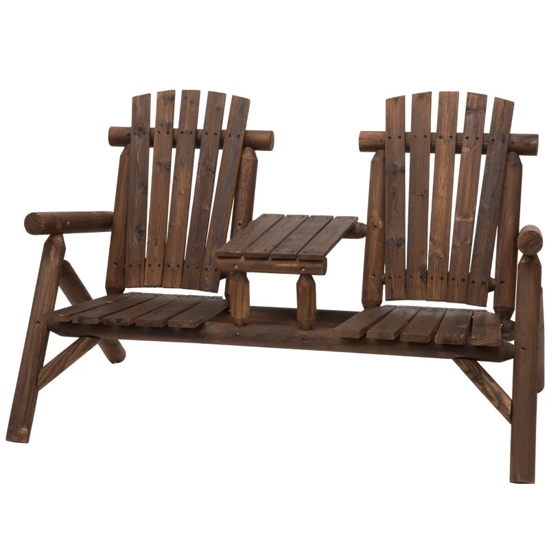 Nancy's Riccione Tuinbank - Loungebank - Balkonbank - 2 Stoelen met tafel - Bruin - Dennenhout - ± 155 x 90 x 105 cm