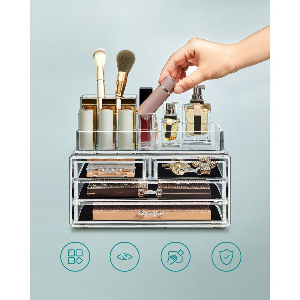 Organisateur de maquillage Nancy's Glossop - Rangement maquillage - Transparent - 23,5 x 14 x 18,7 cm