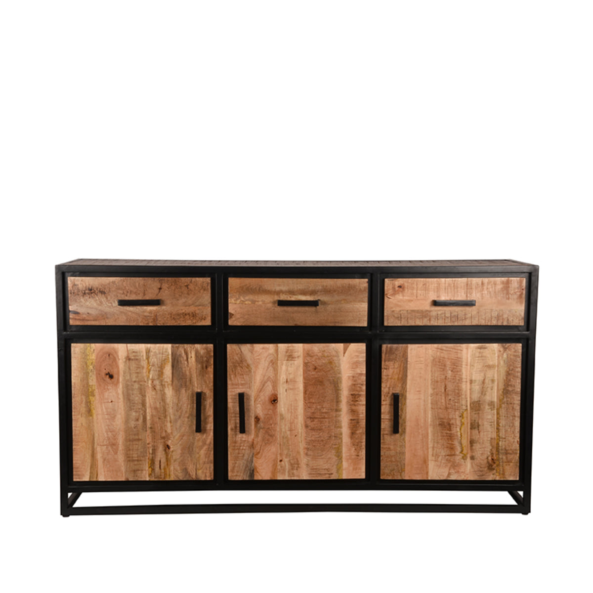 LABEL51 Dressoir Tampa - Rough Mangohout | Zwart Metaal - 170x45x90 cm