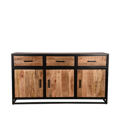 LABEL51 Dressoir Tampa - Rough Mangohout | Zwart Metaal - 170x45x90 cm