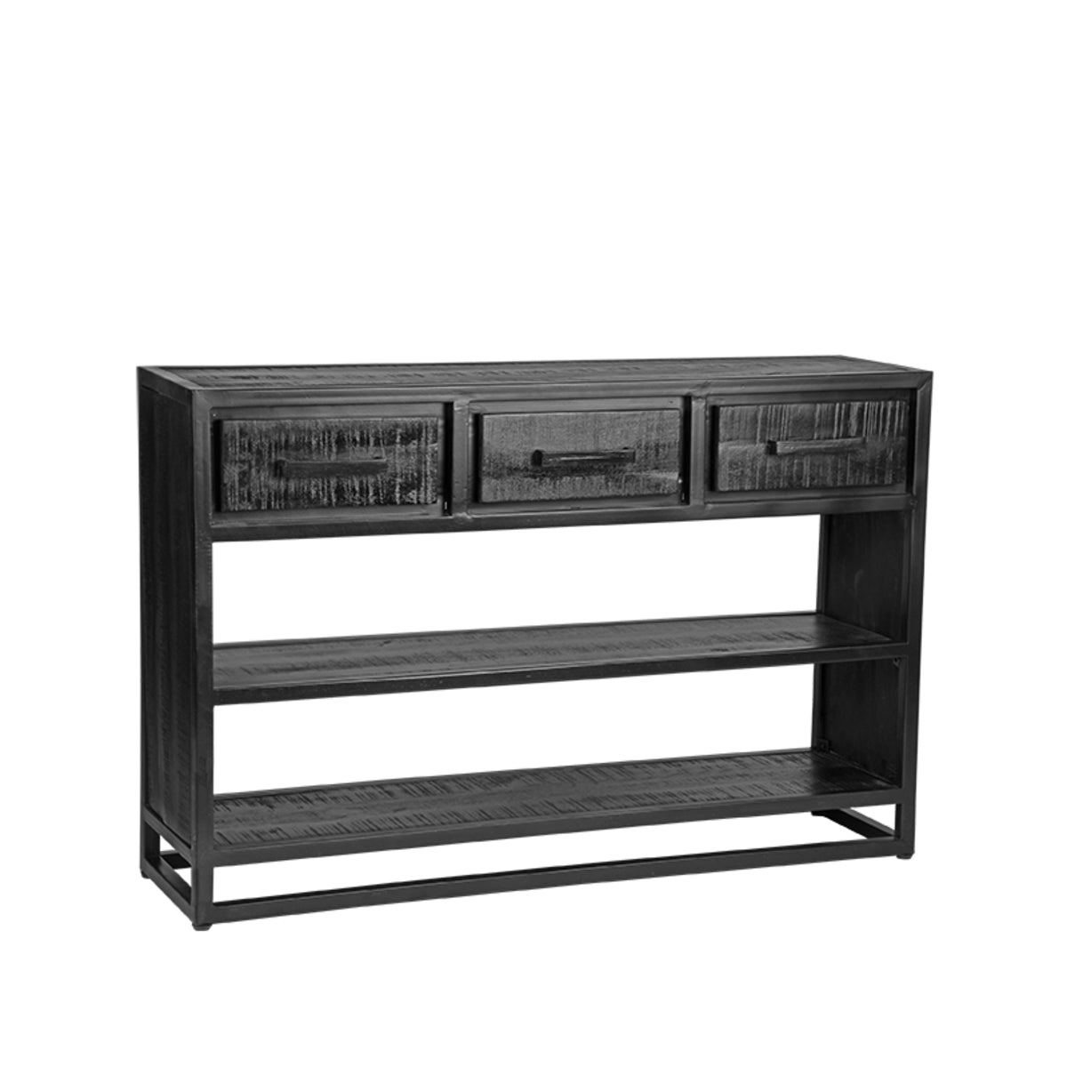 LABEL51 Sidetable Chili - Zwart Mangohout | Zwart Metaal - 115x30x75 cm