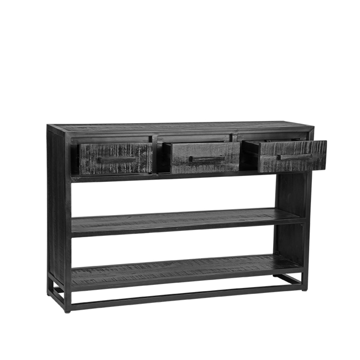 LABEL51 Sidetable Chili - Zwart Mangohout | Zwart Metaal - 115x30x75 cm