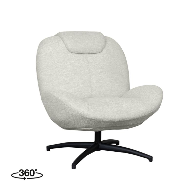 LABEL51 Draaifauteuil Clayton - Naturel Canyon | Zwart Metaal - 82x89x91 cm