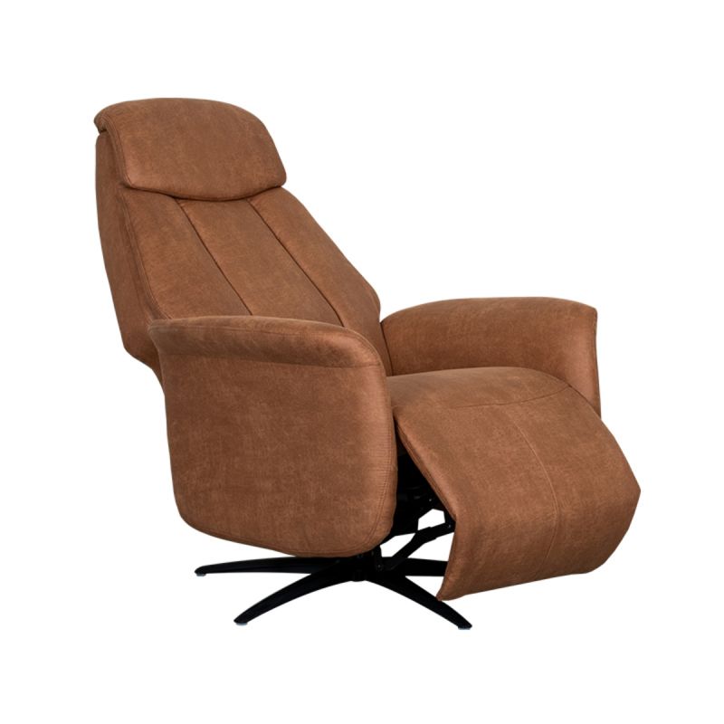 Label51 Elektrische Fauteuil Oslo - Cognac Micro Suede | Zwart Metaal 79x87x112 cm