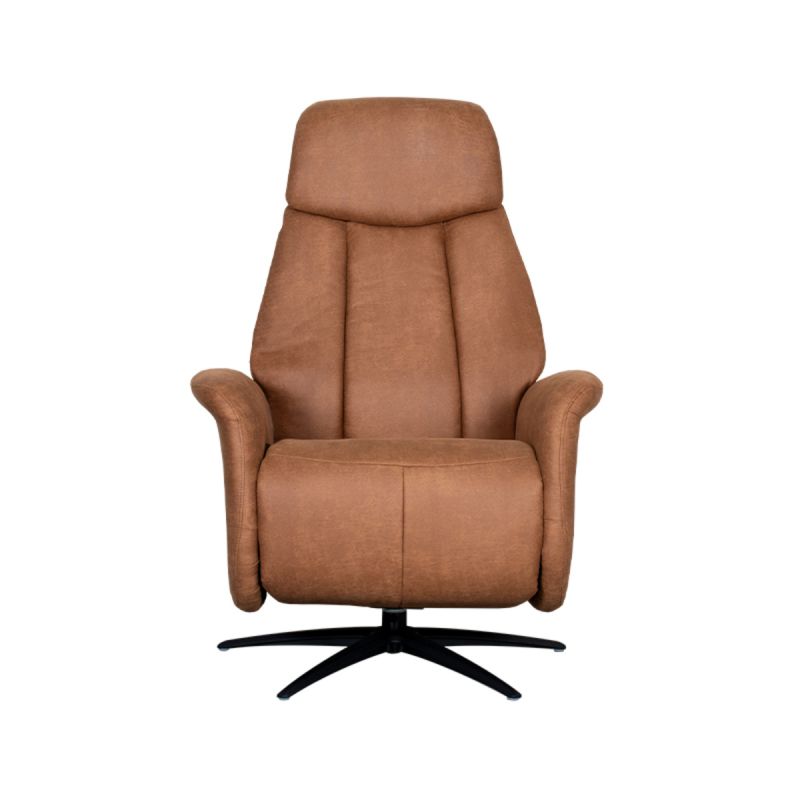 Label51 Elektrische Fauteuil Oslo - Cognac Micro Suede | Zwart Metaal 79x87x112 cm
