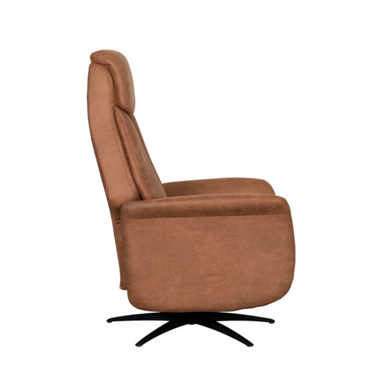 Label51 Elektrische Fauteuil Oslo - Cognac Micro Suede | Zwart Metaal 79x87x112 cm