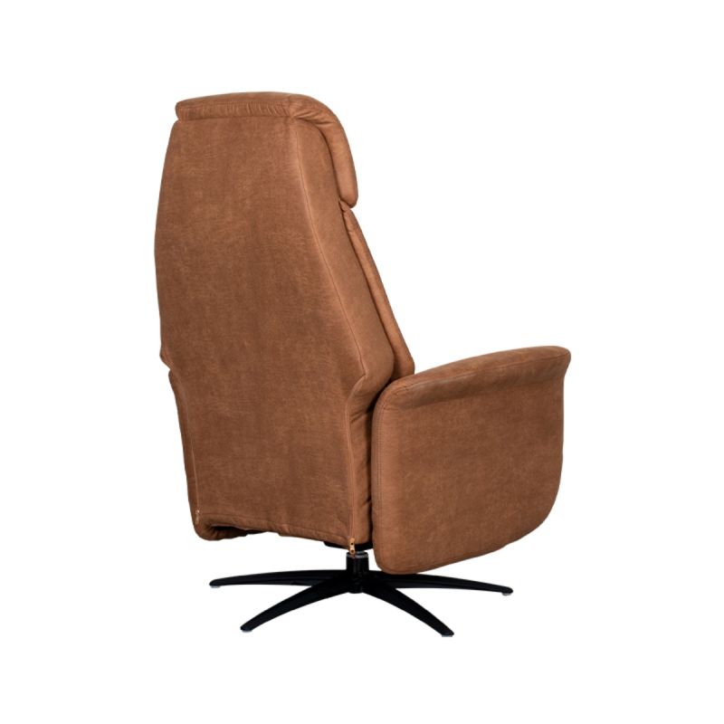 Label51 Elektrische Fauteuil Oslo - Cognac Micro Suede | Zwart Metaal 79x87x112 cm