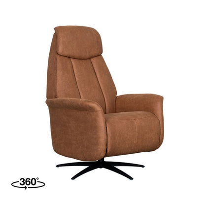 Label51 Elektrische Fauteuil Oslo - Cognac Micro Suede | Zwart Metaal 79x87x112 cm