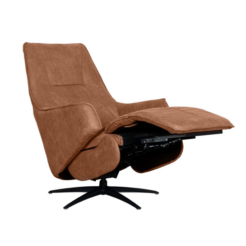 Label51 Elektrische Fauteuil Odense - Cognac Micro Suede | Zwart Metaal - 68x87x110 cm