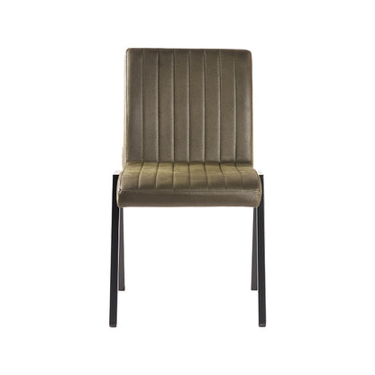 LABEL51 Eetkamerstoel Matz - Set van 2 - Stoel - Microfiber - Eetkamerstoelen - Army green - 50 x 86 x 60 cm