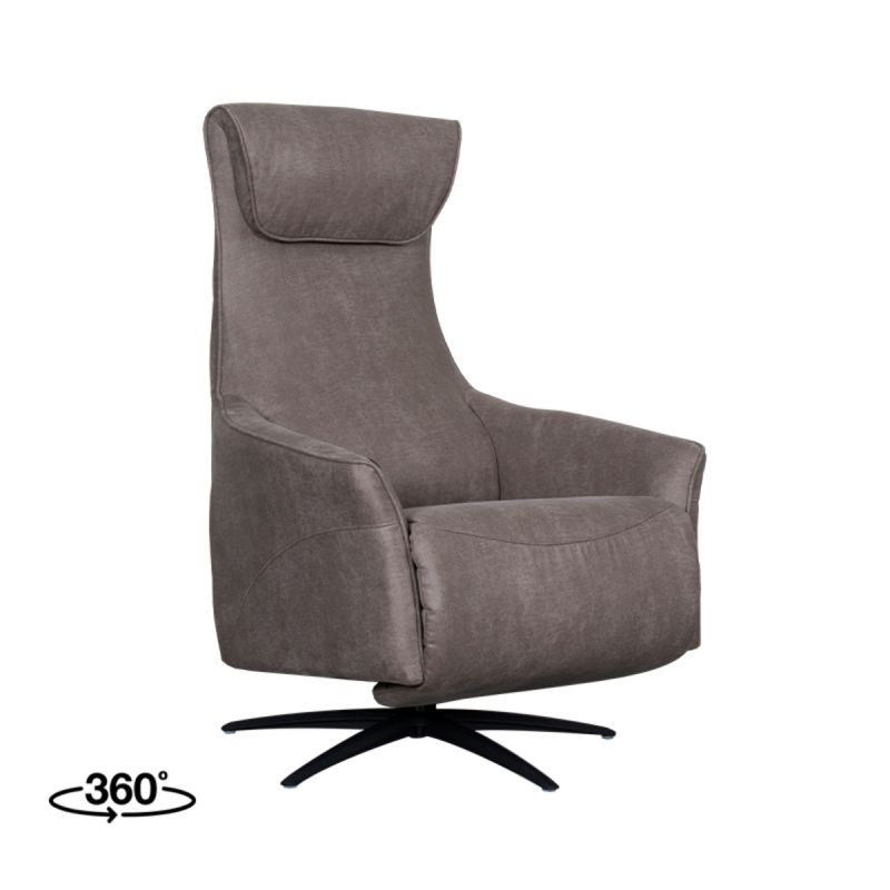 Label51 Elektrische Fauteuil Lund - Taupe Micro Suede | Zwart Metaal - 74x83x112 cm