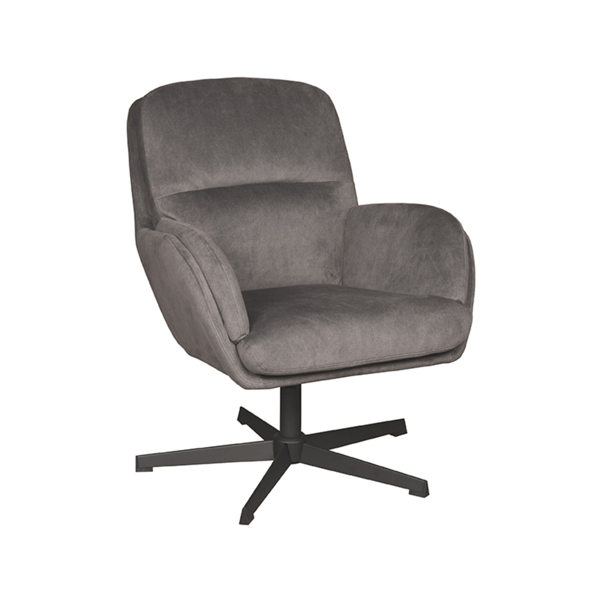 LABEL51 Draaifauteuil Moss - Antraciet Cosmo | Zwart Metaal - 70x77x90 cm