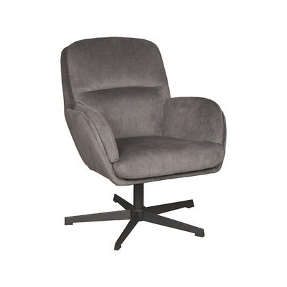 LABEL51 Draaifauteuil Moss - Antraciet Cosmo | Zwart Metaal - 70x77x90 cm