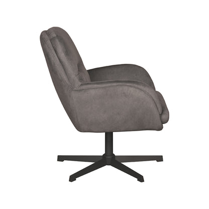 LABEL51 Draaifauteuil Moss - Antraciet Cosmo | Zwart Metaal - 70x77x90 cm