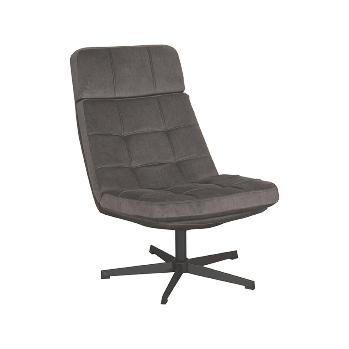 LABEL51 Draaifauteuil Alvar - Antraciet Cosmo | Zwart Metaal - 53x57x83 cm