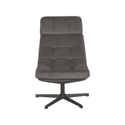 LABEL51 Draaifauteuil Alvar - Antraciet Cosmo | Zwart Metaal - 53x57x83 cm