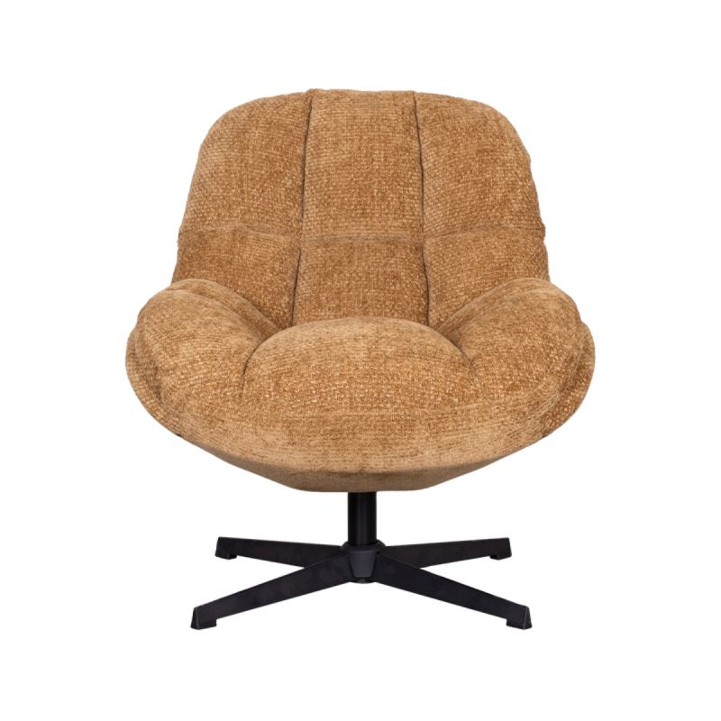 LABEL51 Draaifauteuil Huxley - CognacElite | Zwart Metaal - 76x86x92 cm