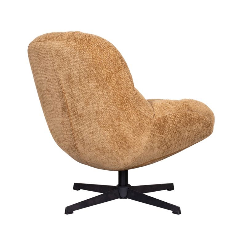 LABEL51 Draaifauteuil Huxley - CognacElite | Zwart Metaal - 76x86x92 cm