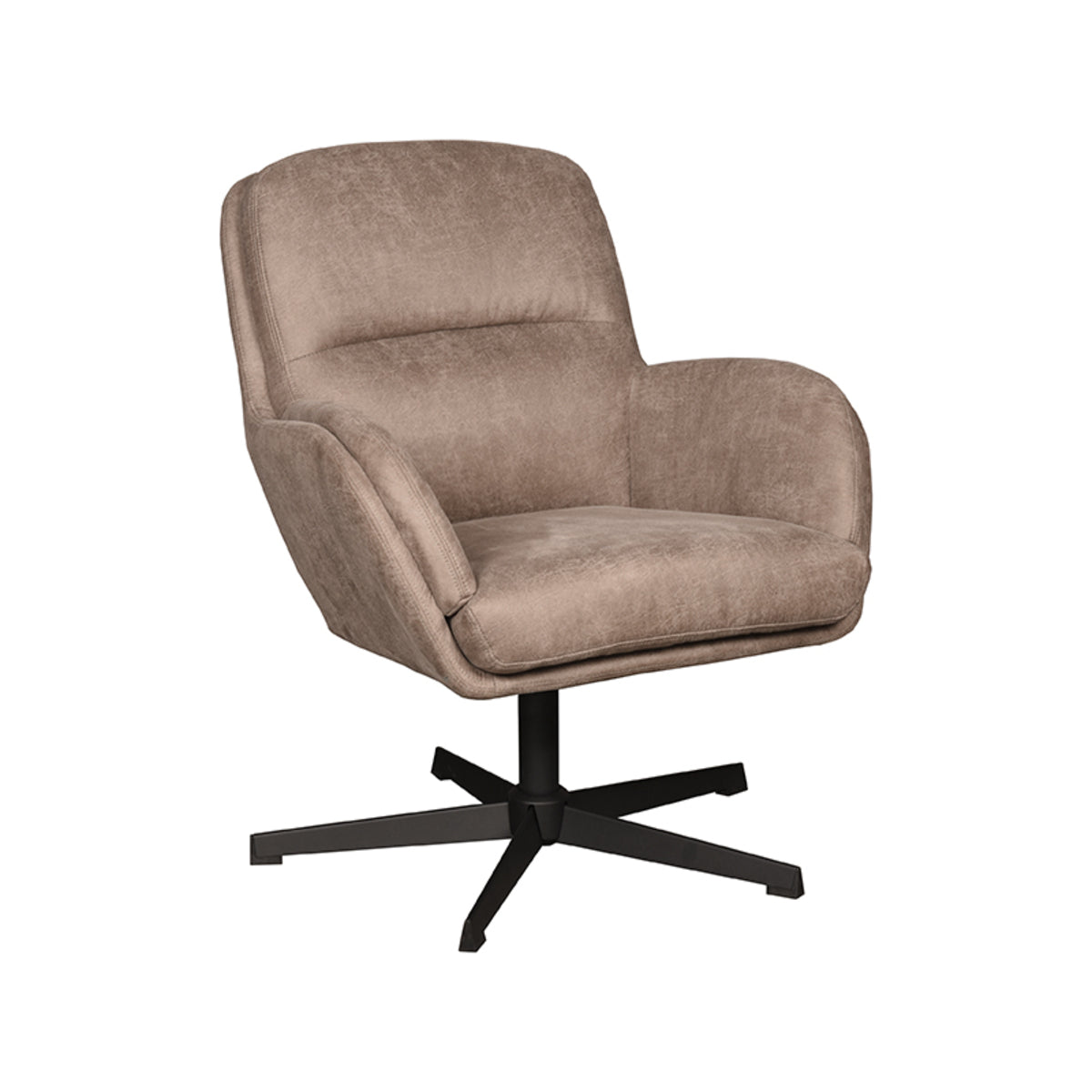 LABEL51 Draaifauteuil Moss - Taupe Micro Suede | Zwart Metaal -70x77x90 cm