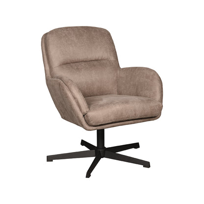 LABEL51 Draaifauteuil Moss - Taupe Micro Suede | Zwart Metaal -70x77x90 cm