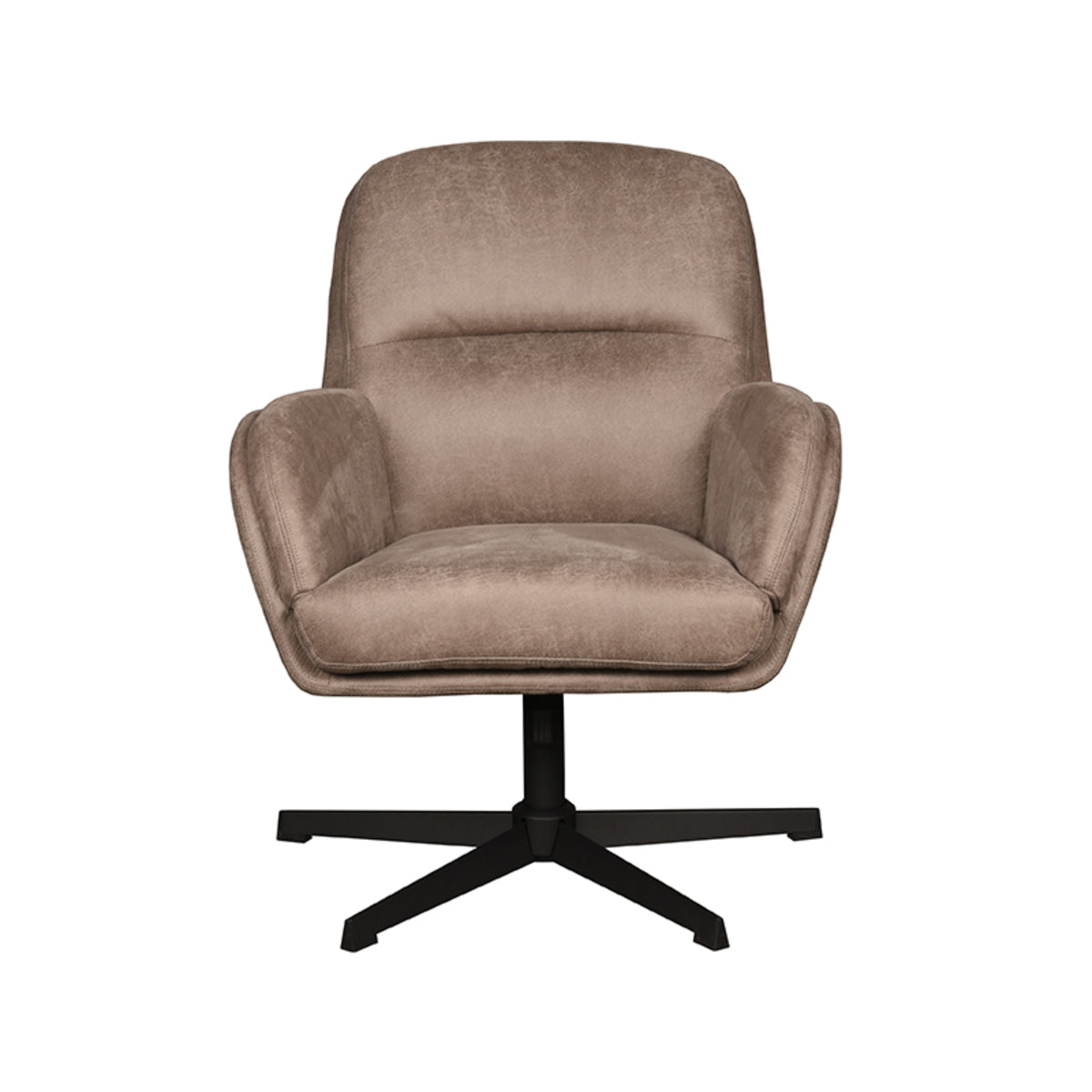LABEL51 Draaifauteuil Moss - Taupe Micro Suede | Zwart Metaal -70x77x90 cm