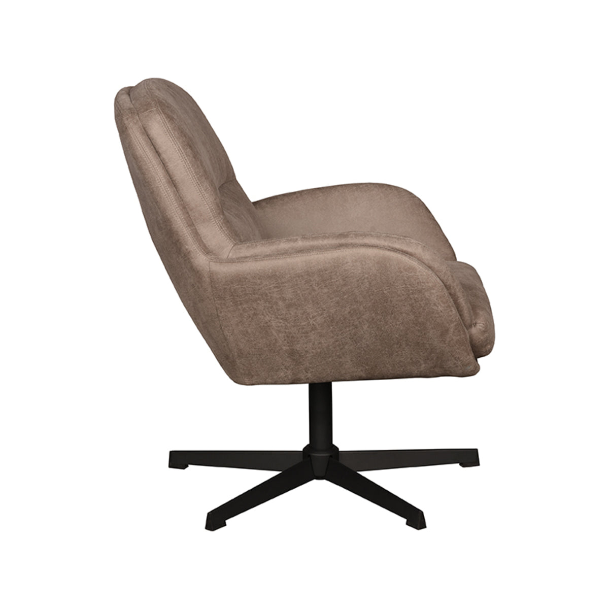 LABEL51 Draaifauteuil Moss - Taupe Micro Suede | Zwart Metaal -70x77x90 cm