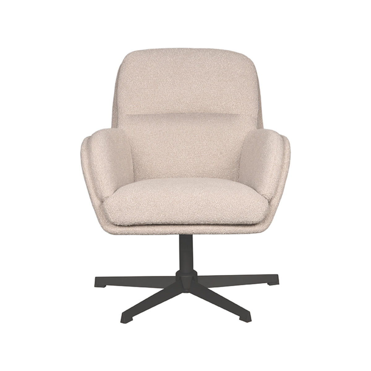 LABEL51 Draaifauteuil Moss - Naturel Boucle | Zwart Metaal - 70x77x90 cm