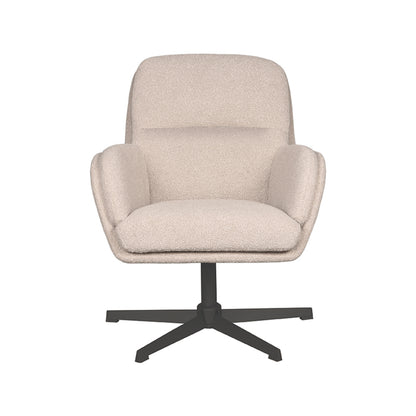 LABEL51 Draaifauteuil Moss - Naturel Boucle | Zwart Metaal - 70x77x90 cm